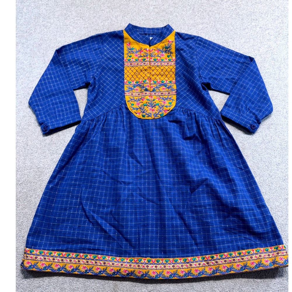 Minnie Minors Girls 18-24M Blue Embroidered Pakistani Traditional Dress Frock